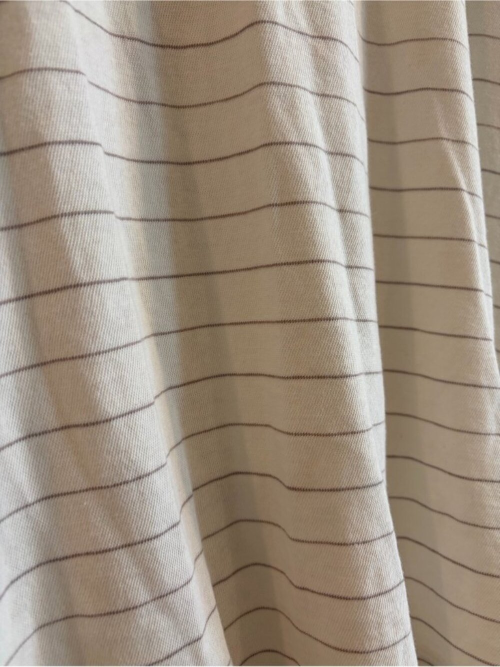 Cream T-Shirt with Thin Tan Stripes - Picture 2 of 2